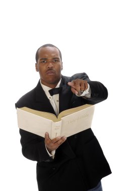African American preacher giving sermon clipart
