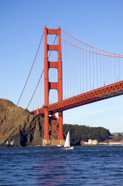 Golden gate bridge from the Pacific ocean clipart