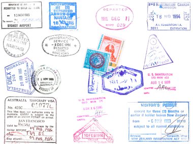 Passport stamps and visa's clipart