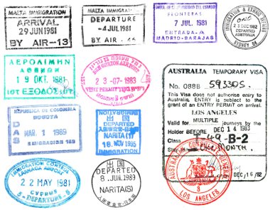 Passport stamps and visa's clipart