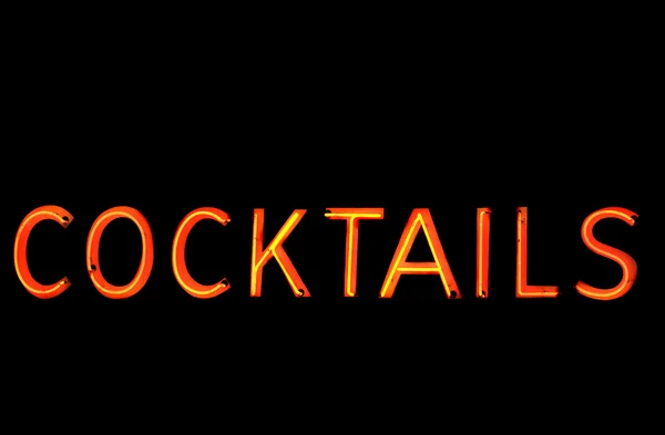 Neon teken met het woord "cocktails" over zwart — Stockfoto