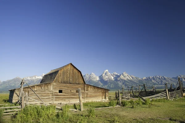 Staré mormonské stodola ve Wyomingu poblíž tetons — Stock fotografie