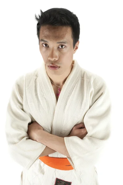 Ασιατικό άτομο στη στολή του τζούντο — Φωτογραφία Αρχείου