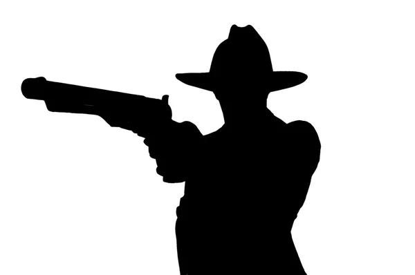 Silhouet van een man met een pistool — Stockfoto