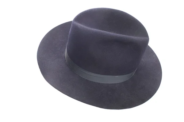 Modré fedora styl plstěný klobouk — Stock fotografie