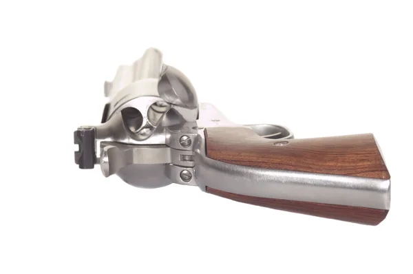Paslanmaz çelik revolver arka görünümü — Stok fotoğraf
