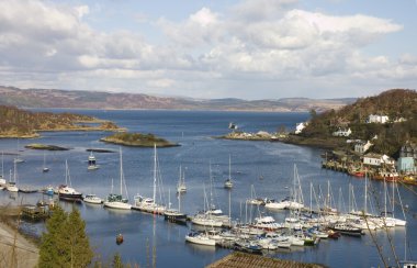 Tarbert harbor and ferry clipart