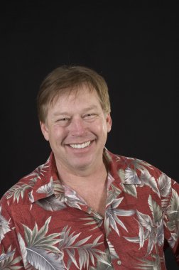 MIddle-aged man in Hawaiian shirt clipart