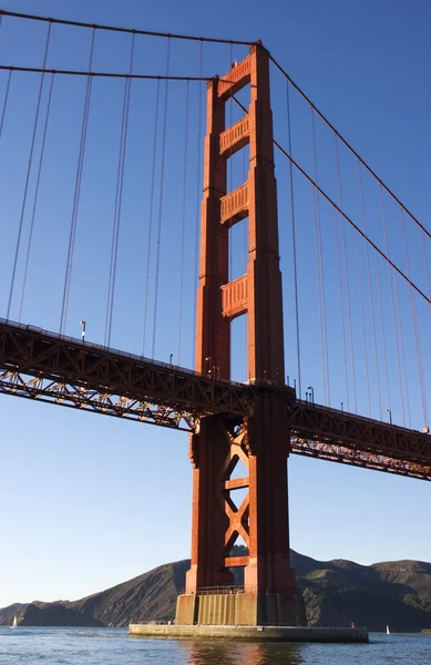 Golden gate bridge from underneath — Stock Photo, Image