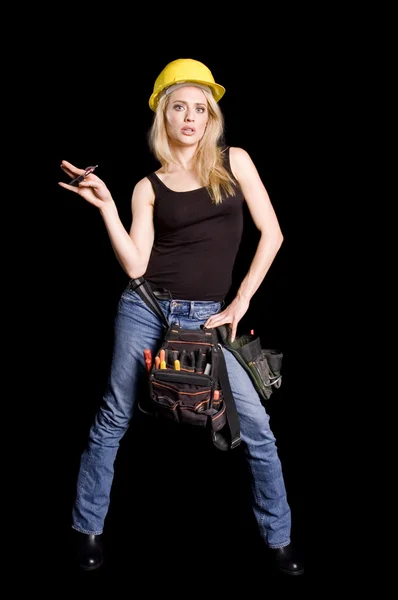 Sexy blond female construction worker — Stock Photo, Image