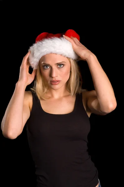 Sexy blonde vrouwelijke santa — Stockfoto