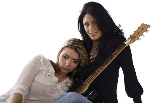 Due ragazza freind musicisti riposo — Foto Stock