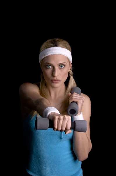 Woman exercising with weights — Stock Photo, Image