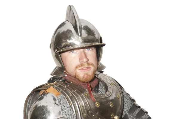 Young man in armor during a Historical enactment — Stock Photo, Image