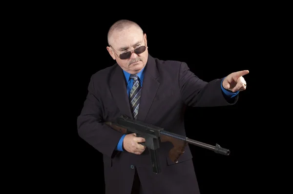 Gangster or Government agent, FBI agent, over a black background — Stock Photo, Image