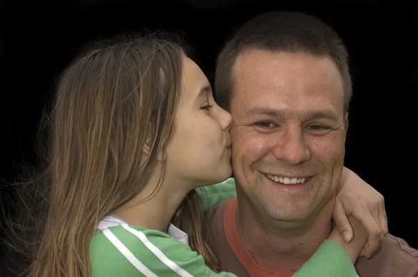 Vader krijgen kus — Stockfoto