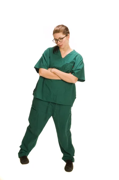Krankenschwester auf weiß — Stockfoto