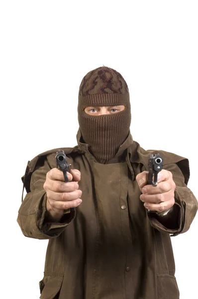 Terrorista mascarado com armas — Fotografia de Stock