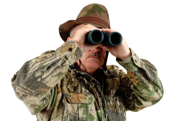 Cazador con binoculares — Foto de Stock