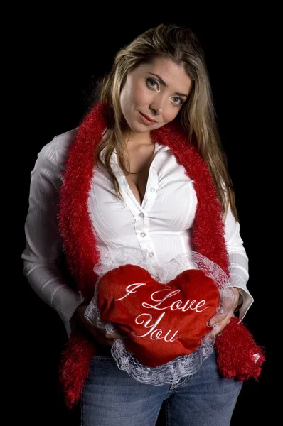 발렌타인 메시지와 함께 매력적인 여자 — 스톡 사진