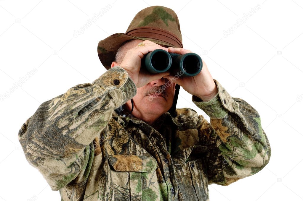 Hunter with binoculars