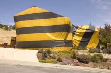 Hilldie home tented for termite eradication clipart