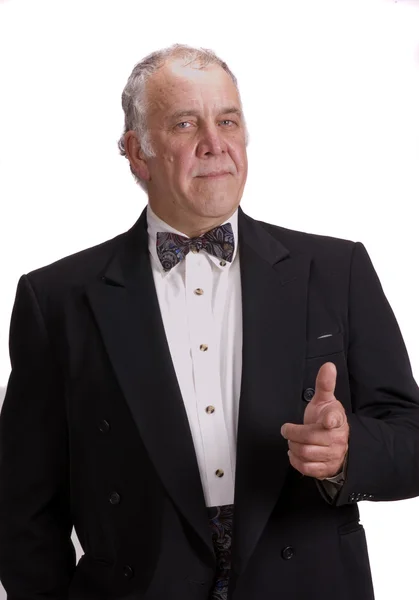 Uomo d'affari più anziano che impersona James Bond — Foto Stock