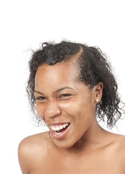 Linda mulher afro-americana rindo — Fotografia de Stock