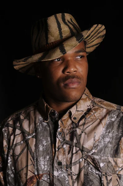 Young African American hunter in camo — Stock Photo, Image