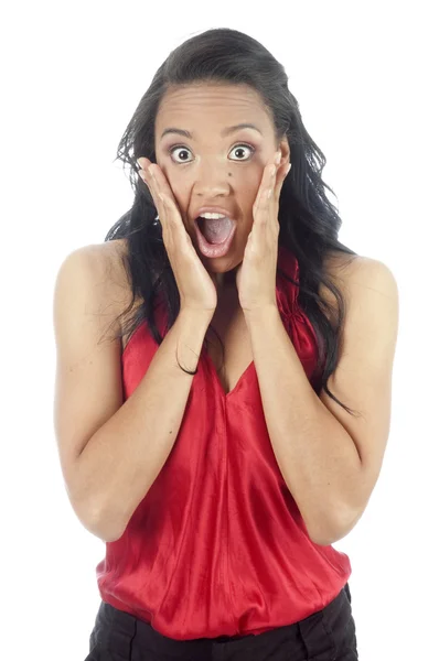 Beautiful young african american woman surprised — Stock Photo, Image