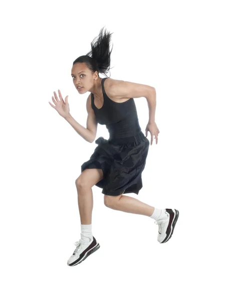 Bella donna afro-americana che salta — Foto Stock