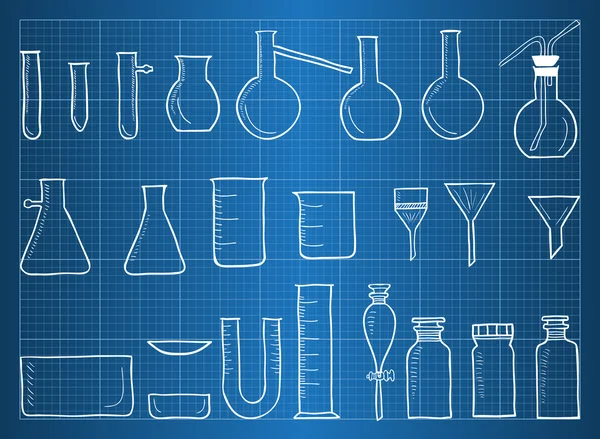 Blauwdruk van chemische laboratoriumapparatuur — Stockvector