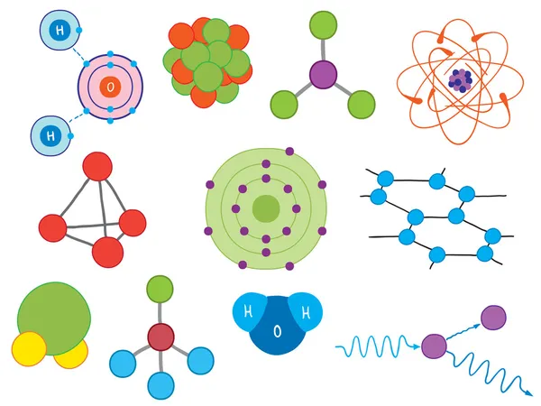 Ilustración de átomos y moléculas — Vector de stock