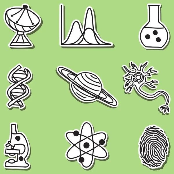 Illustrazione di icone della scienza - adesivi — Vettoriale Stock
