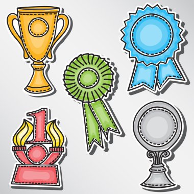 Trophies and awards set - stickers clipart