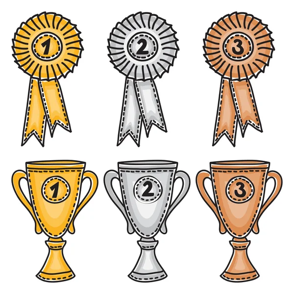 Auszeichnungen in Gold, Silber und Bronze — Stockvektor