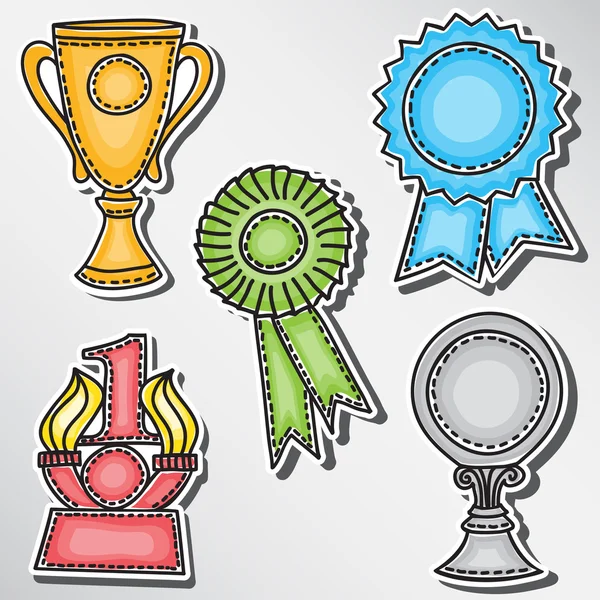 Conjunto de trofeos y premios - pegatinas — Vector de stock