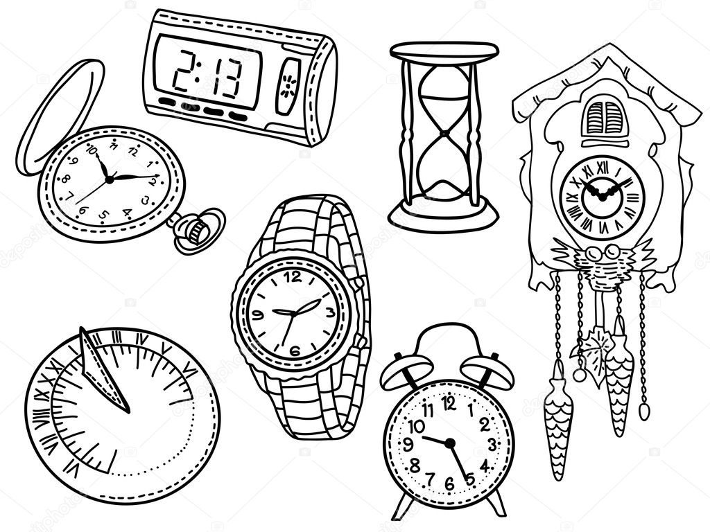 Set of clocks and watches