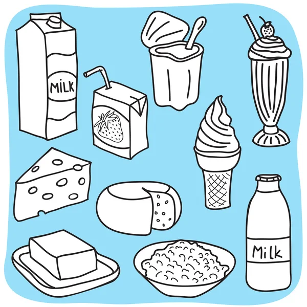 Diário e produtos lácteos — Vetor de Stock