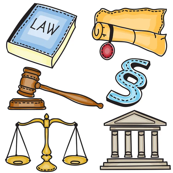 Illustration des icônes judiciaires — Image vectorielle