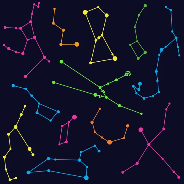Astronomia - ilustração de constelações coloridas — Vetor de Stock