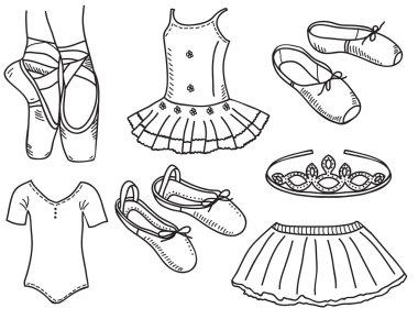 Set of ballerina accessories clipart