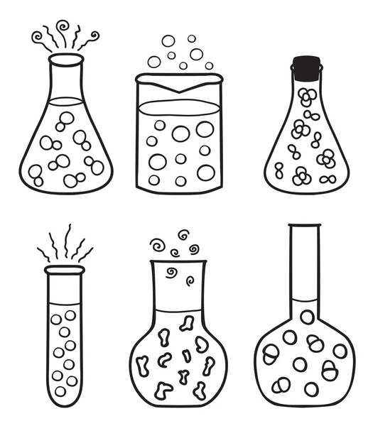Conjunto de tubos de ensayo químicos — Vector de stock