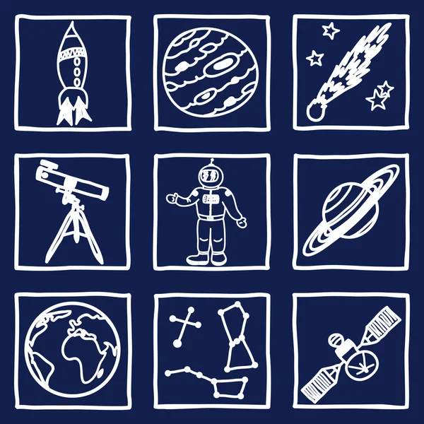 Iconos de espacio y astronomía — Vector de stock