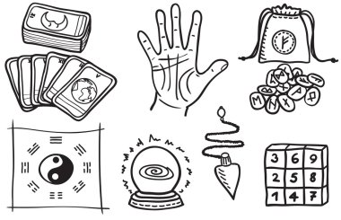 Various types of fortune telling clipart