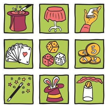 Magic tricks collection clipart