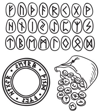 Ancient runes drawing clipart