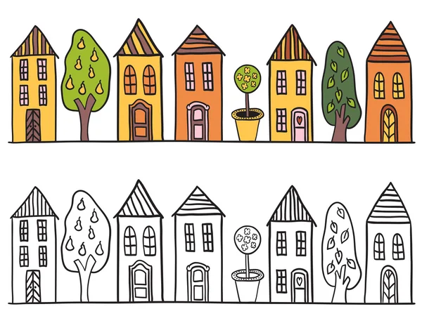 Case nel modello di piccola città — Vettoriale Stock