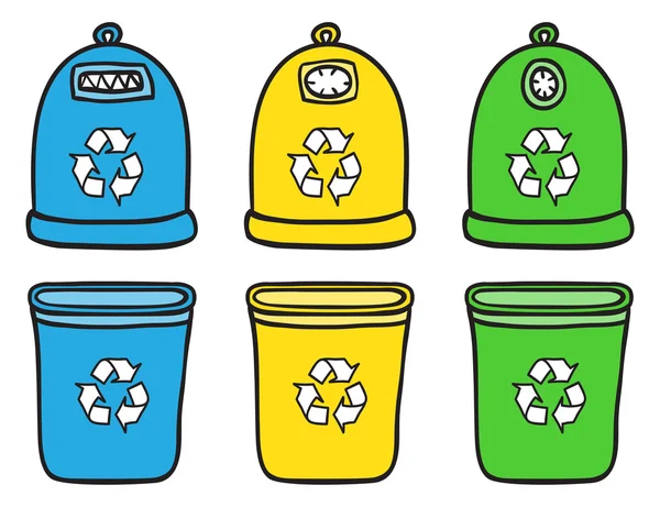 Conjunto de lixeiras de reciclagem —  Vetores de Stock