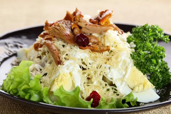 Salat mit Käse auf dem Teller — Stockfoto